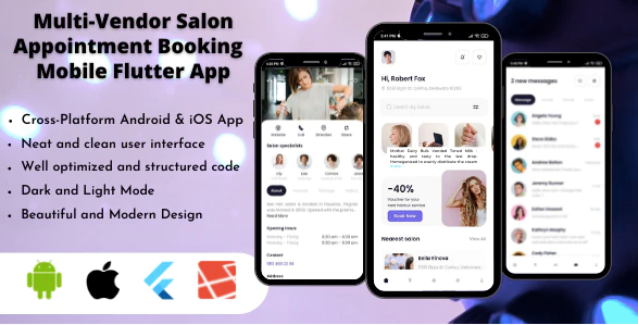 Multi-Vendor Salon Appointment Booking App - Flutter UI Kit